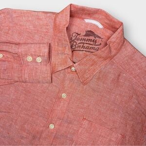 Tommy Bahama Relax Men’s XL Red‎ 100% Linen Long Sleeve Button‑Front Shirt